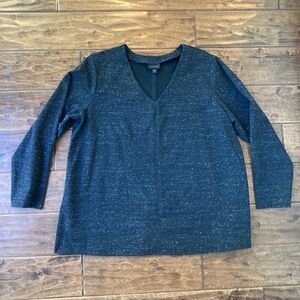 J. Jill XL Petite Wearever Double-Face Jersey V-Neck Tunic Black Speckle